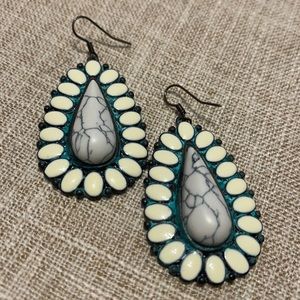 Gorgeous Western Patina and White Turquoise Earrings!!